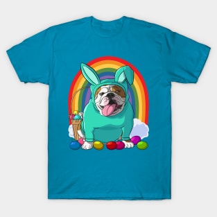 English Bulldog Happy Easter Bunny Pajamas T-Shirt